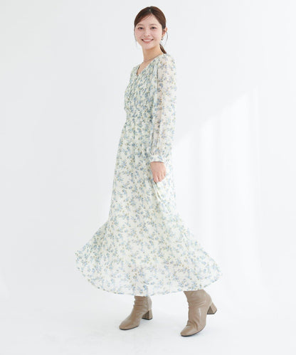 褶皺拼接優雅連衣裙