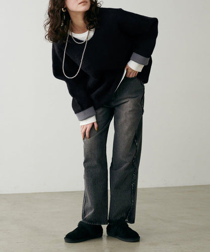 【LARUTA】仿貂毛觸感雙面兩穿針織衫