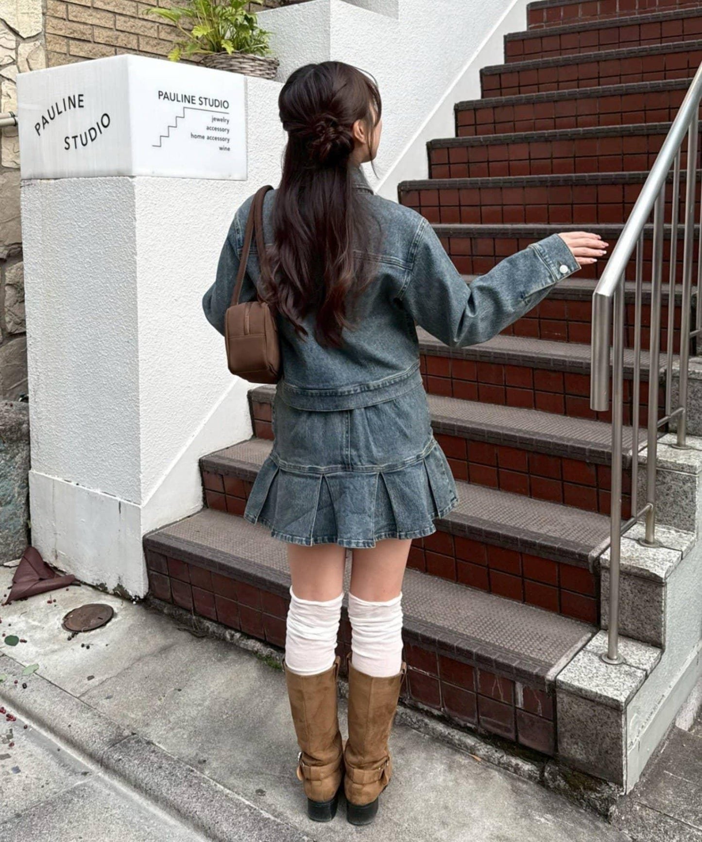 【2026春夏】蝴蝶結領帶牛仔夾克