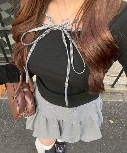 【2026春夏】多穿法上衣+泡泡迷你裙套裝