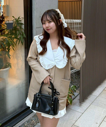 【2026春夏】不對稱荷葉邊領夾克