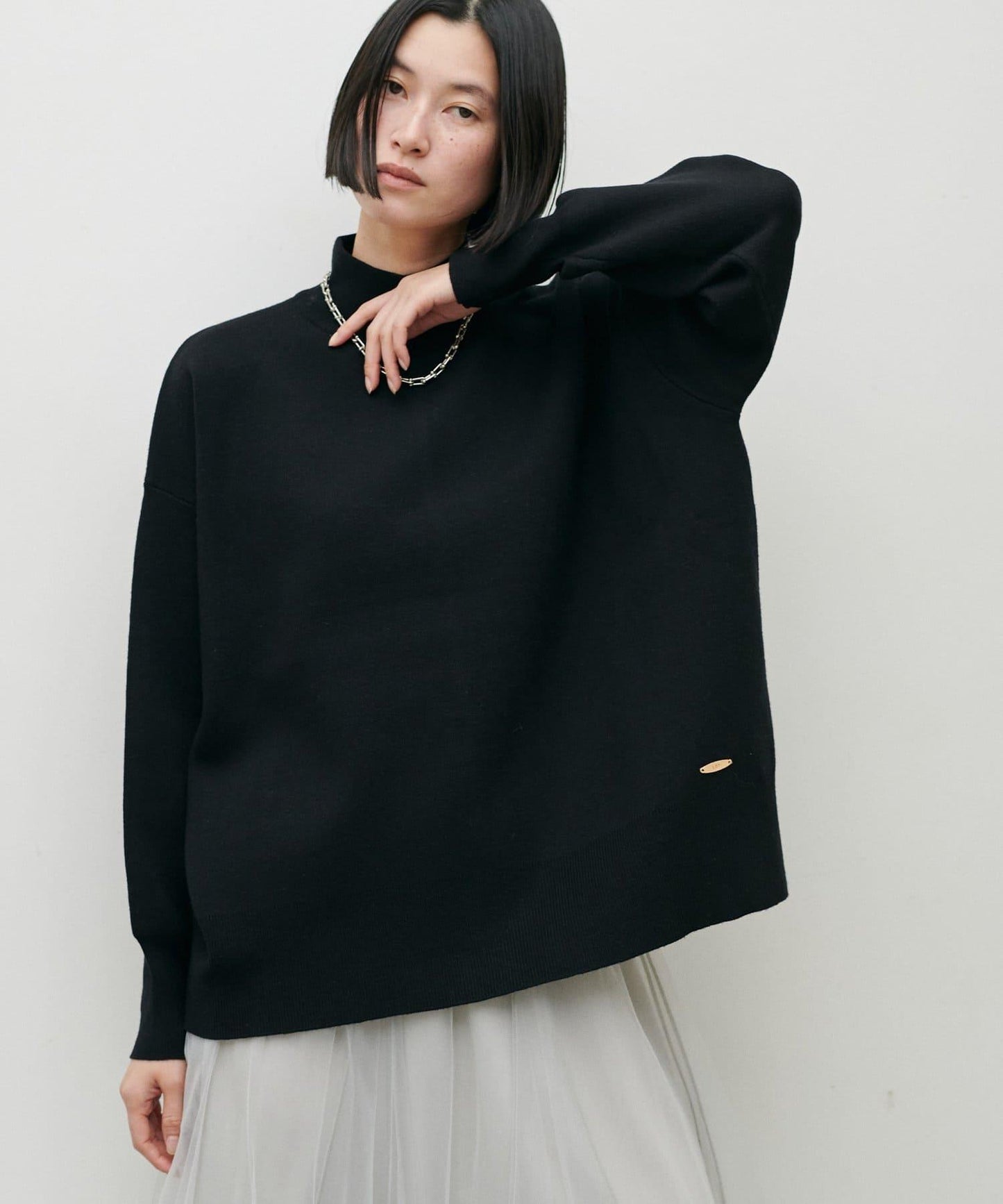 雙面提花高領針織套頭衫