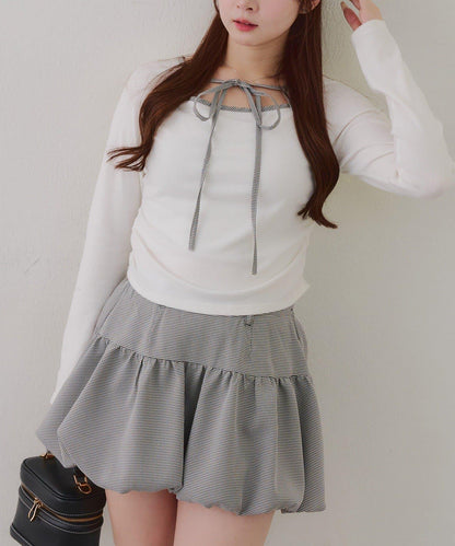 【2026春夏】多穿法上衣+泡泡迷你裙套裝