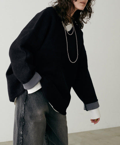 【LARUTA】仿貂毛觸感雙面兩穿針織衫