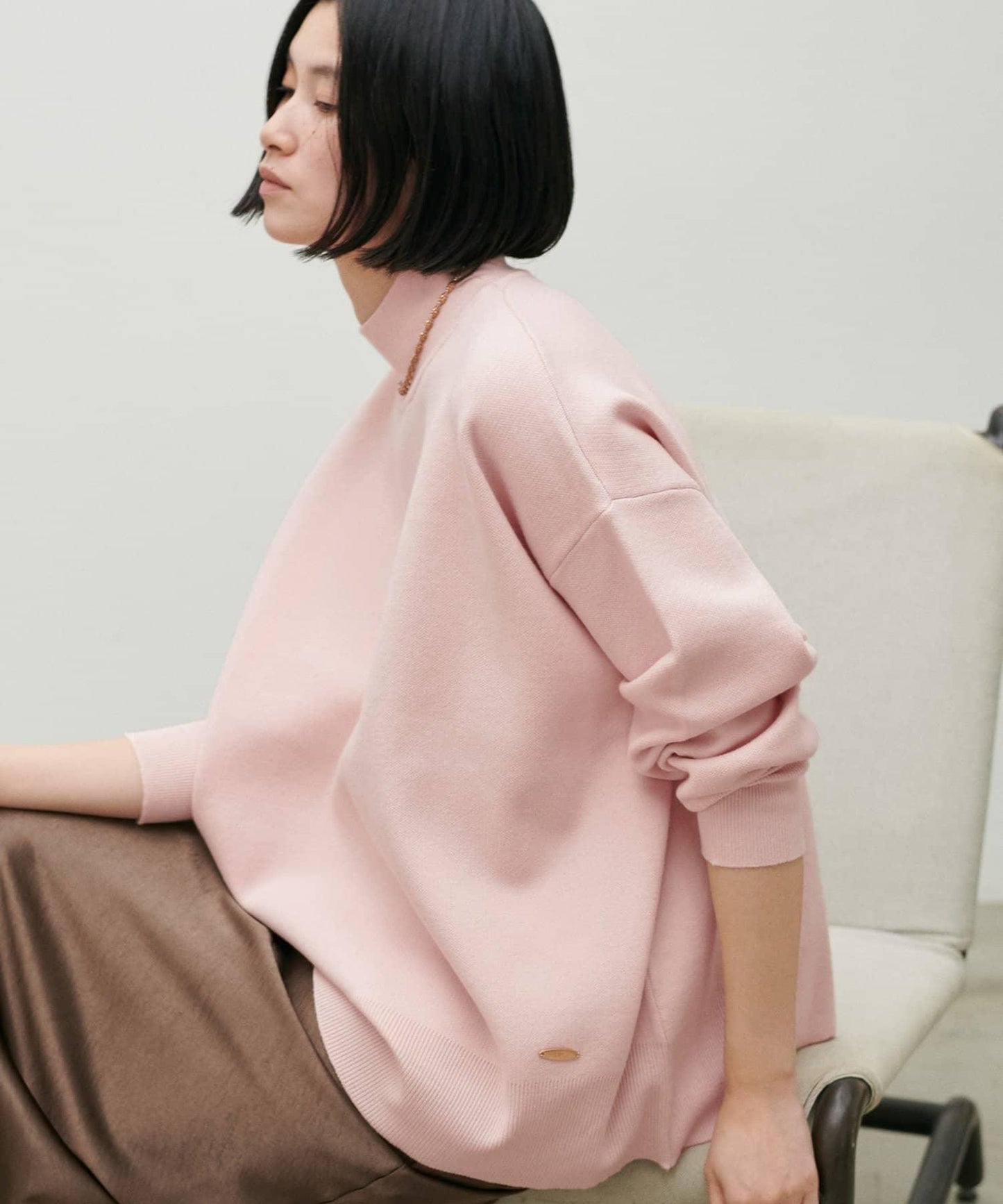 雙面提花高領針織套頭衫