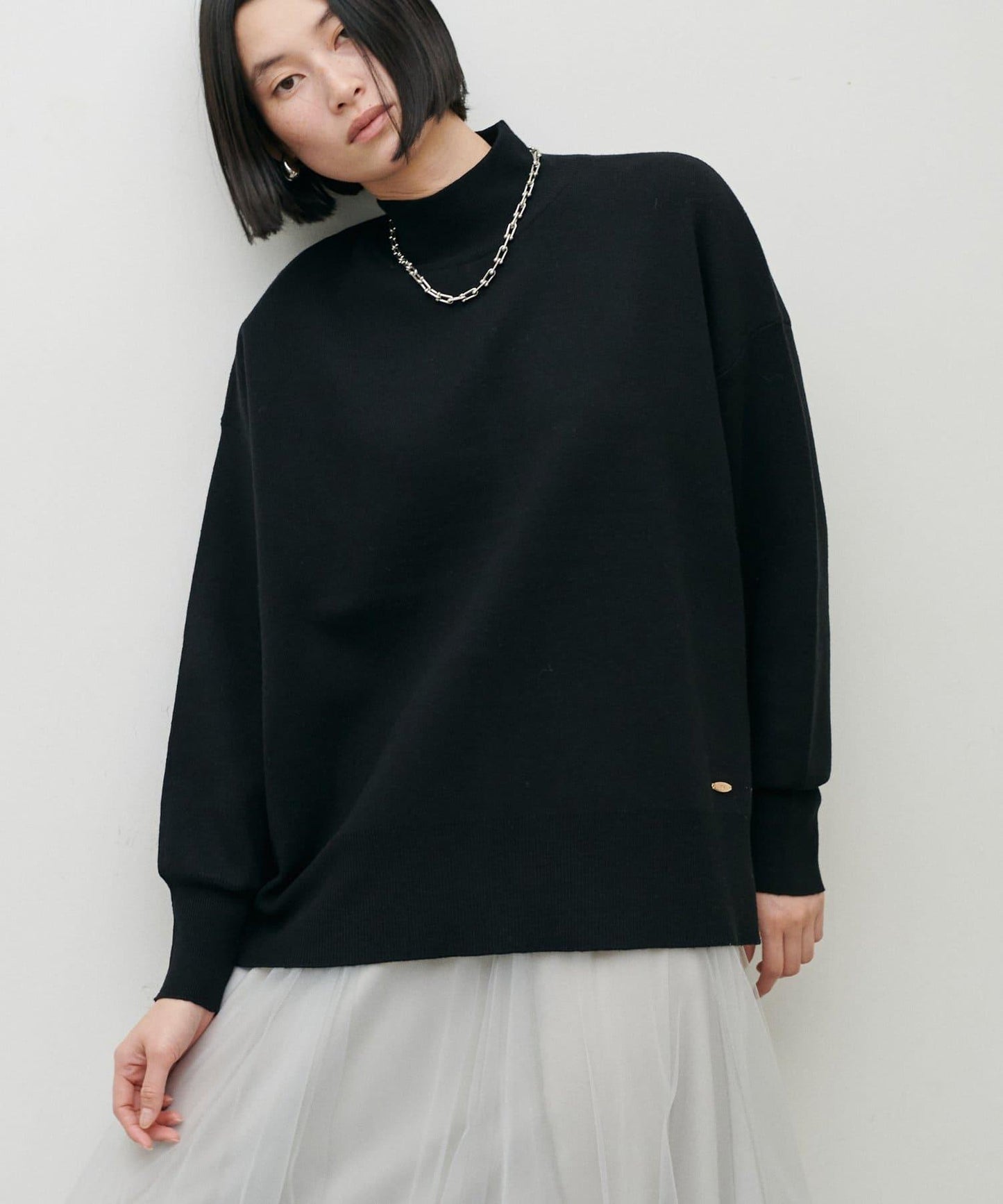 雙面提花高領針織套頭衫