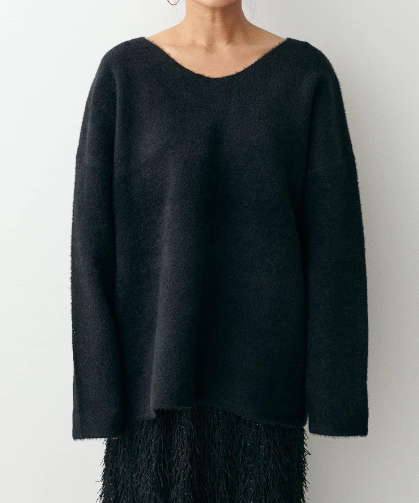 【LARUTA】仿貂毛觸感雙面兩穿針織衫