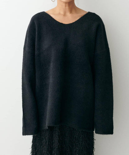 【LARUTA】仿貂毛觸感雙面兩穿針織衫