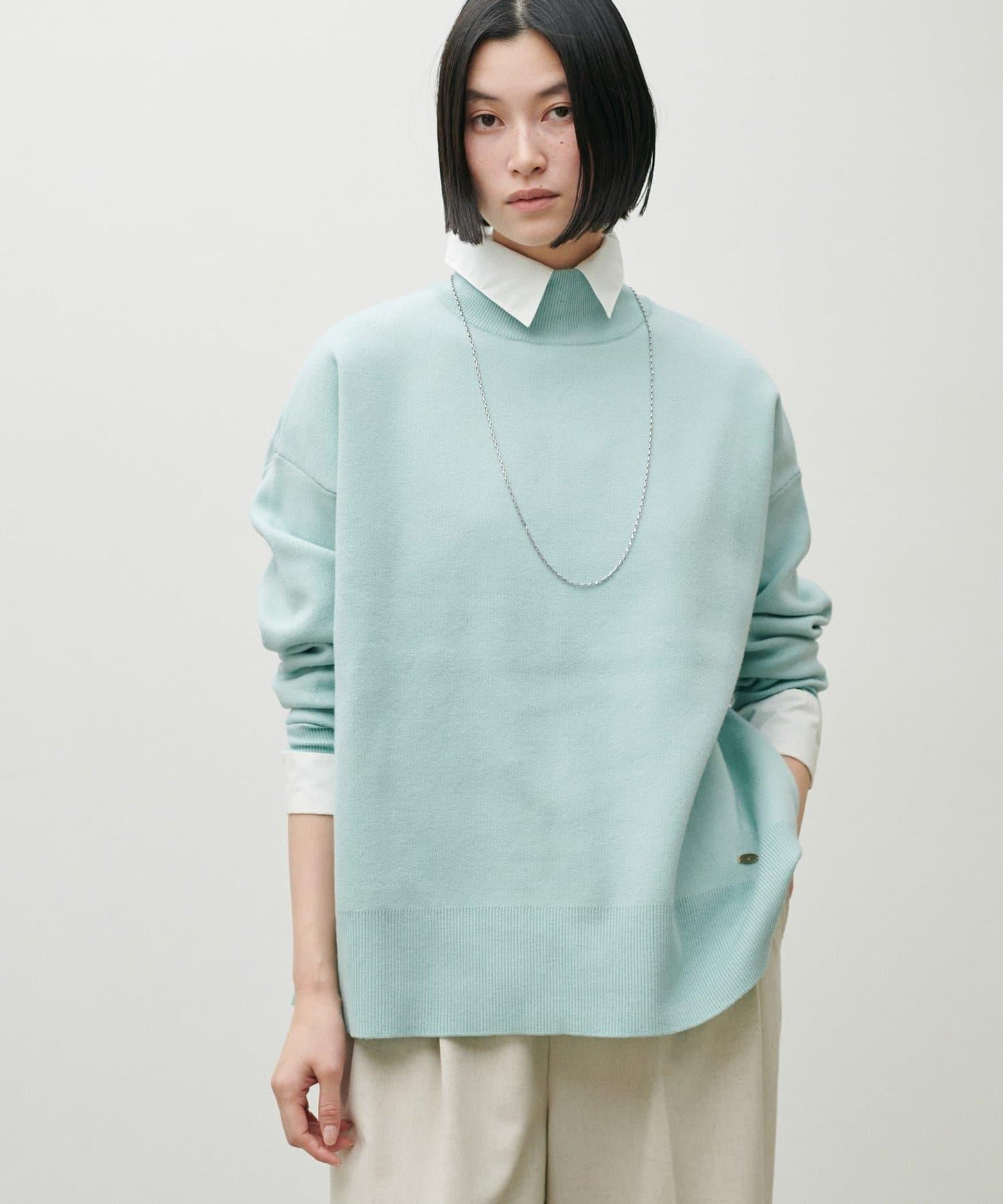 雙面提花高領針織套頭衫