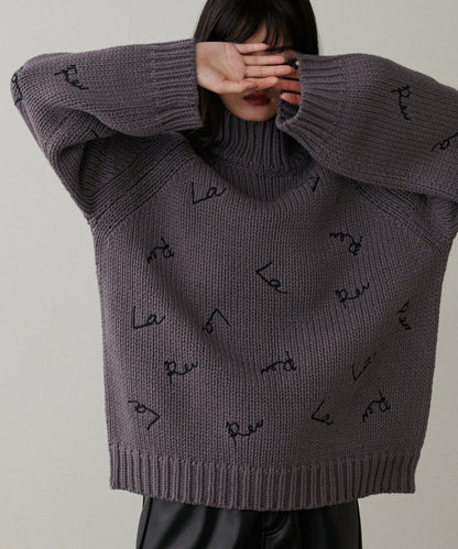 【LARUTA】手寫風格logo刺繡針織衫