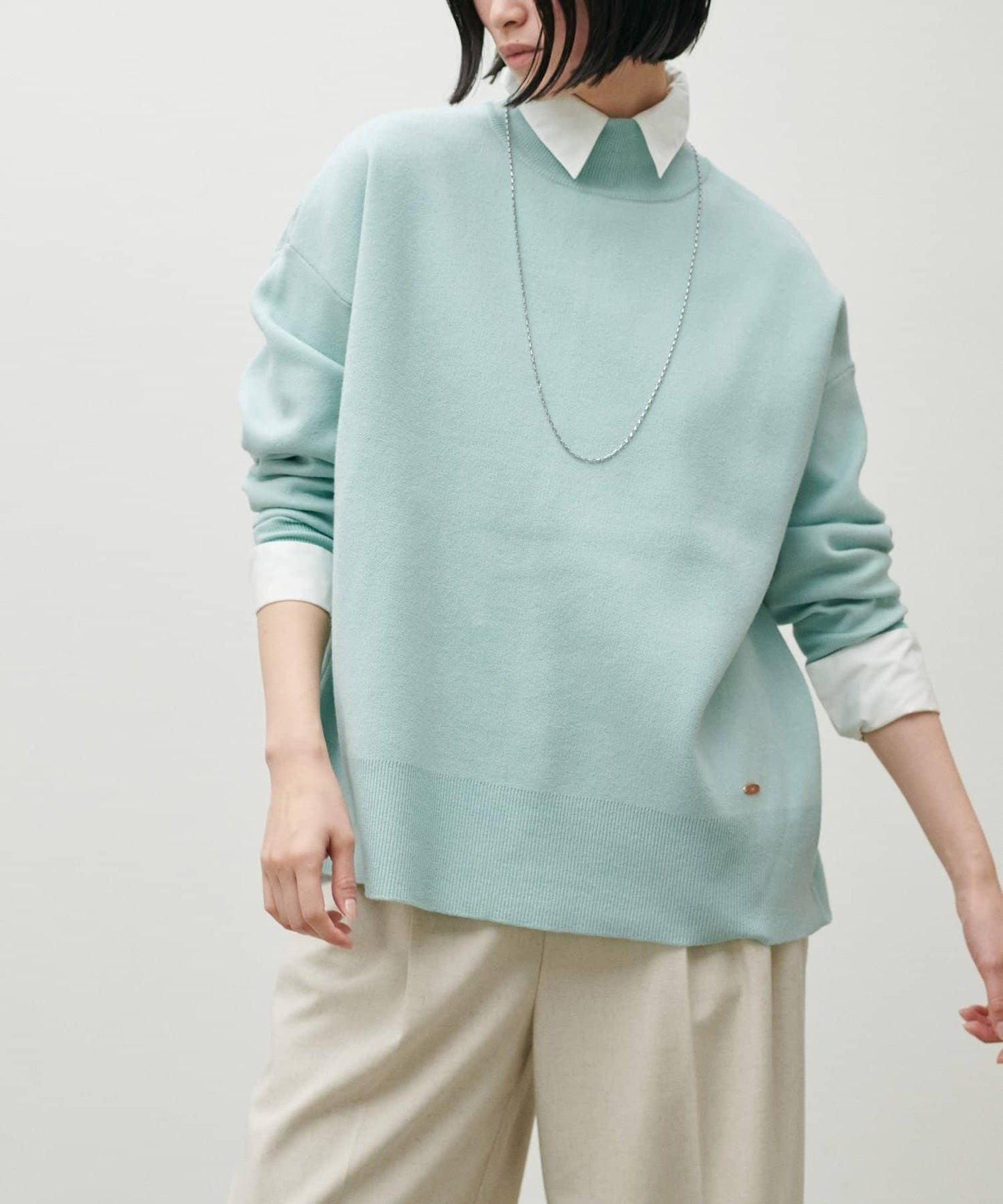 雙面提花高領針織套頭衫