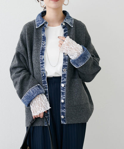 蕾絲拼接長袖T恤