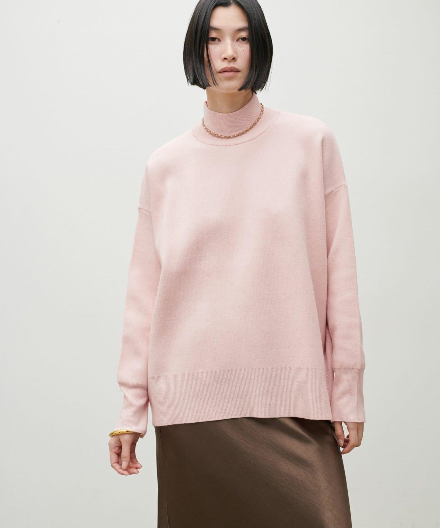 雙面提花高領針織套頭衫