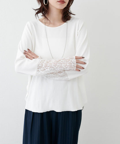 蕾絲拼接長袖T恤