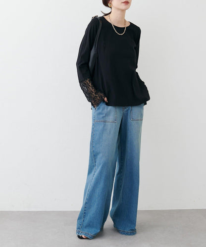 蕾絲拼接長袖T恤
