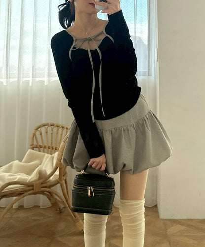 【2026春夏】多穿法上衣+泡泡迷你裙套裝