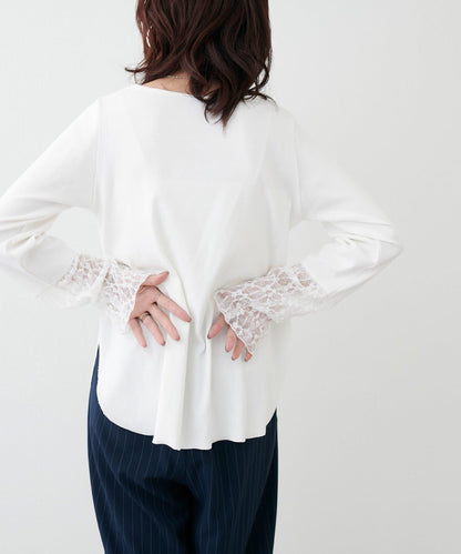 蕾絲拼接長袖T恤