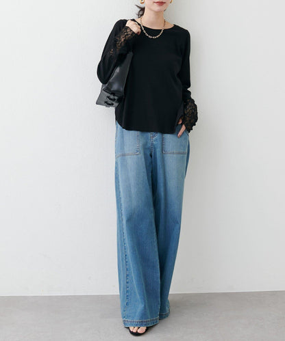 蕾絲拼接長袖T恤