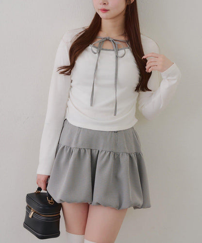 【2026春夏】多穿法上衣+泡泡迷你裙套裝