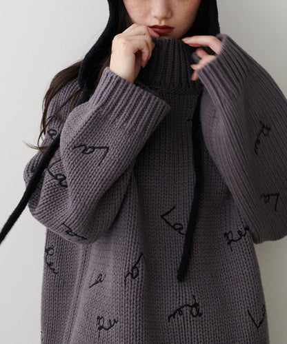 【LARUTA】手寫風格logo刺繡針織衫