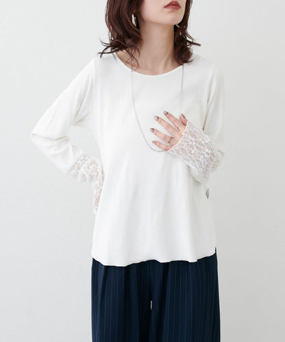 蕾絲拼接長袖T恤