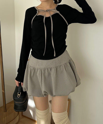 【2026春夏】多穿法上衣+泡泡迷你裙套裝
