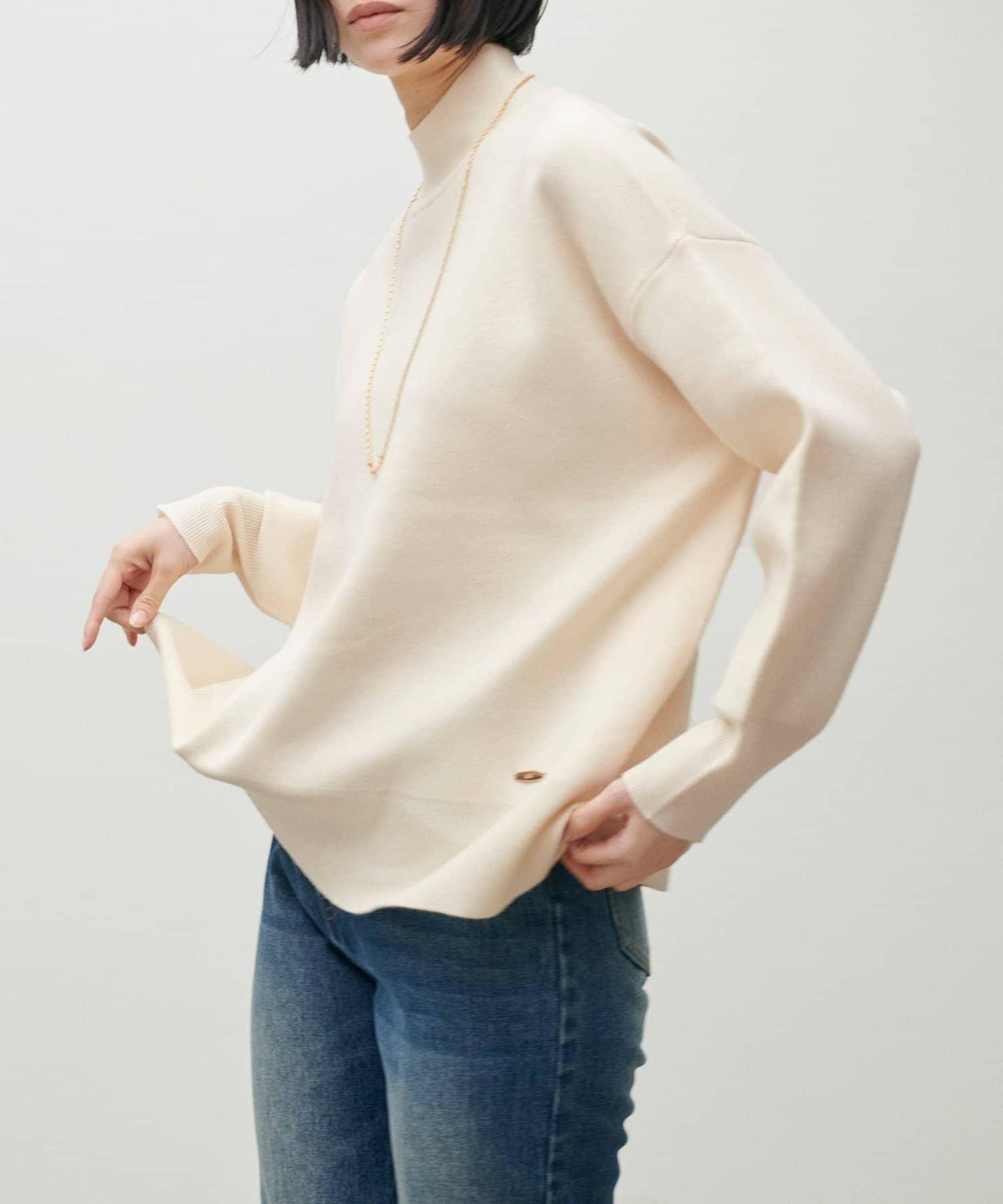 雙面提花高領針織套頭衫