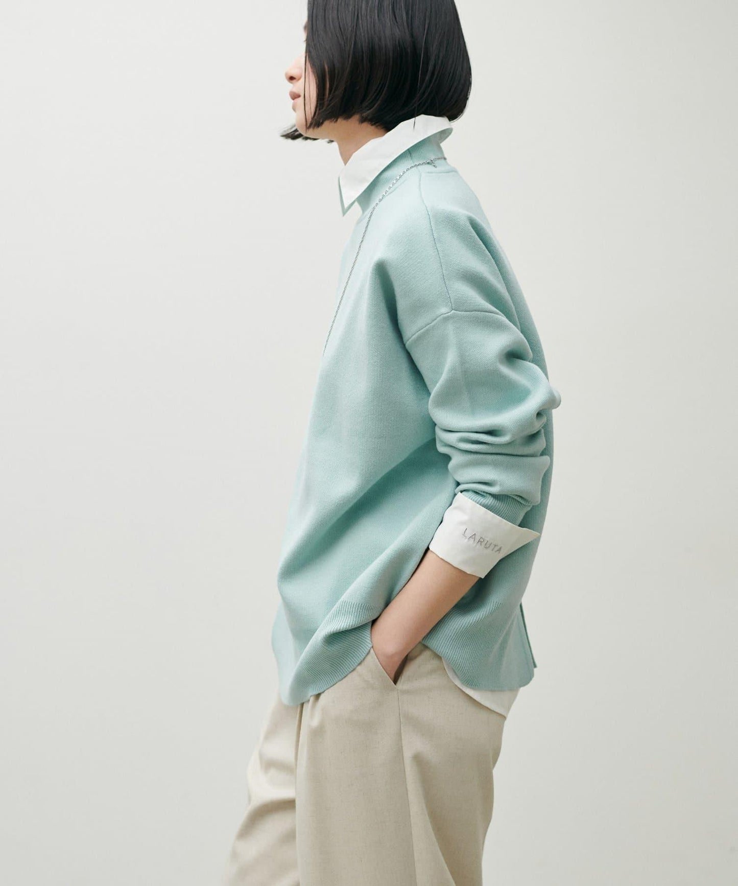 雙面提花高領針織套頭衫