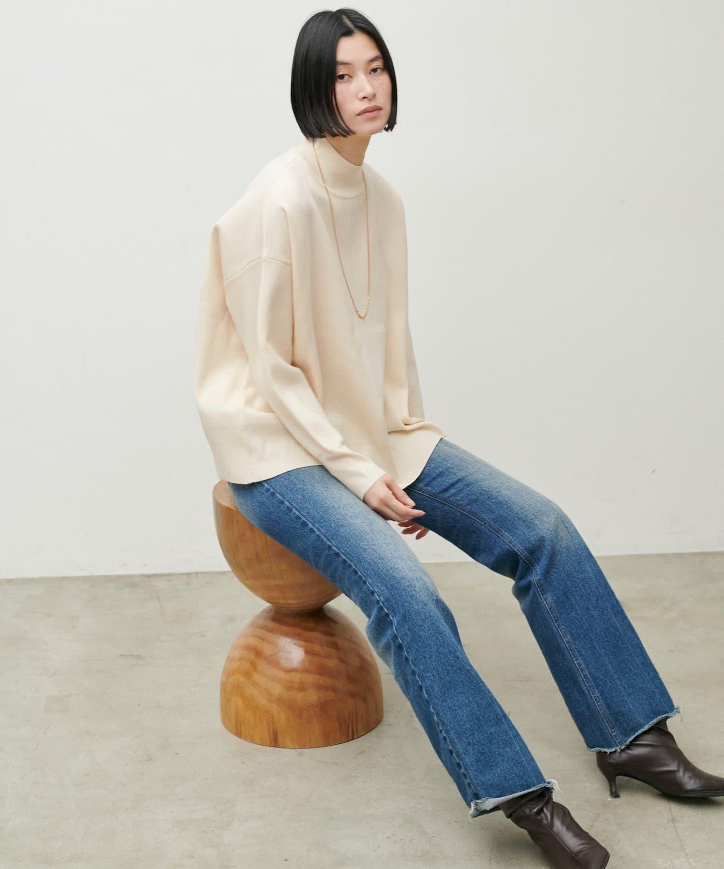 雙面提花高領針織套頭衫