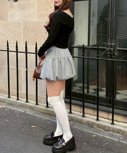 【2026春夏】多穿法上衣+泡泡迷你裙套裝