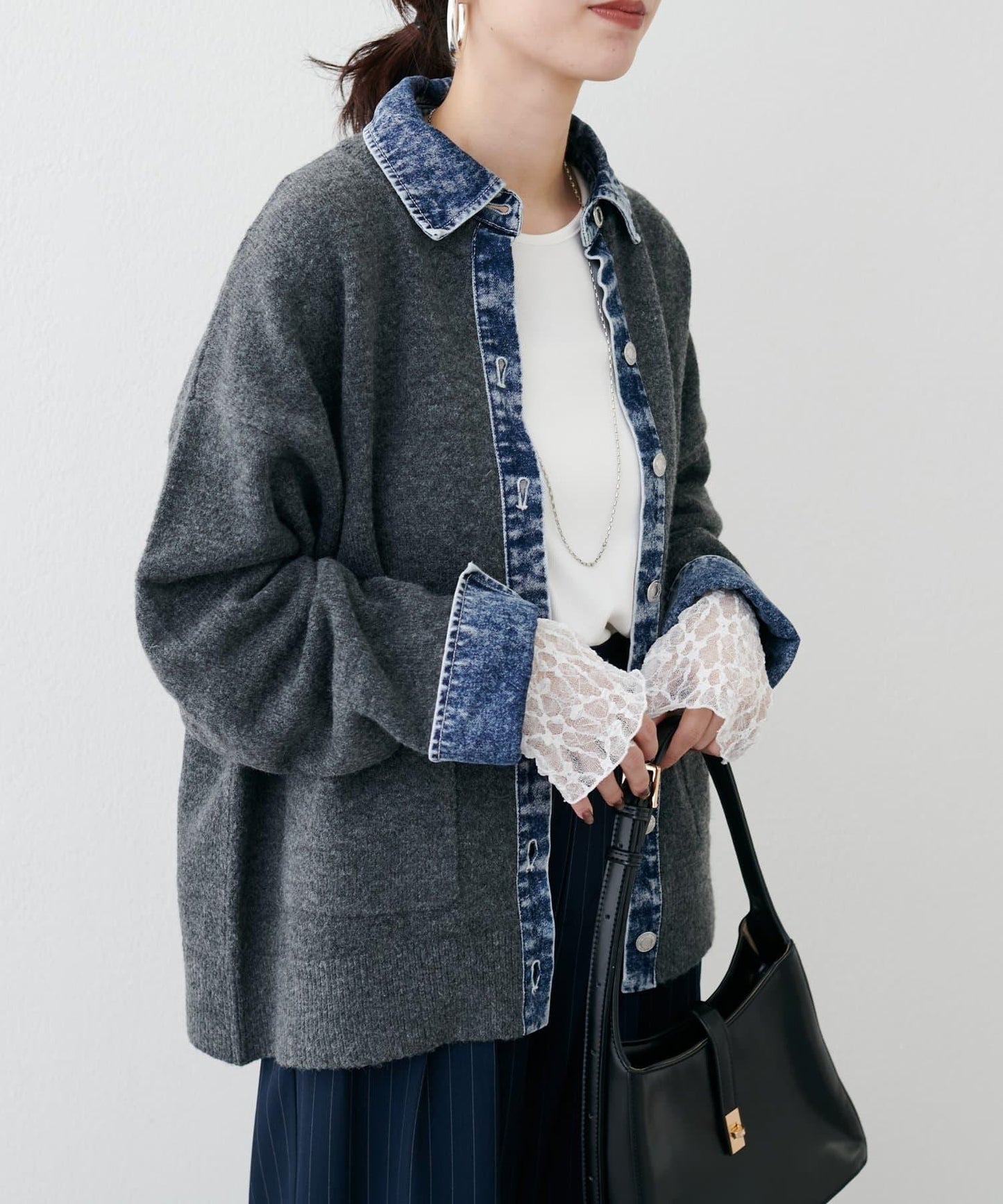 蕾絲拼接長袖T恤