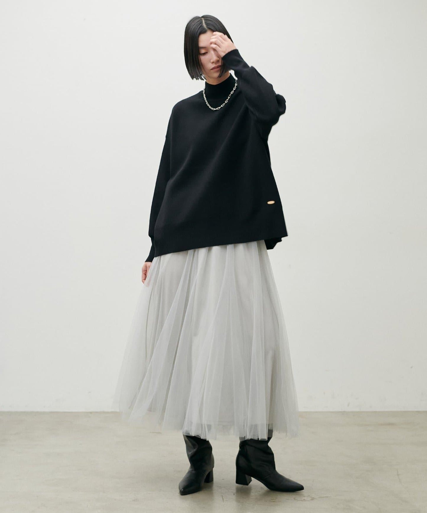 雙面提花高領針織套頭衫