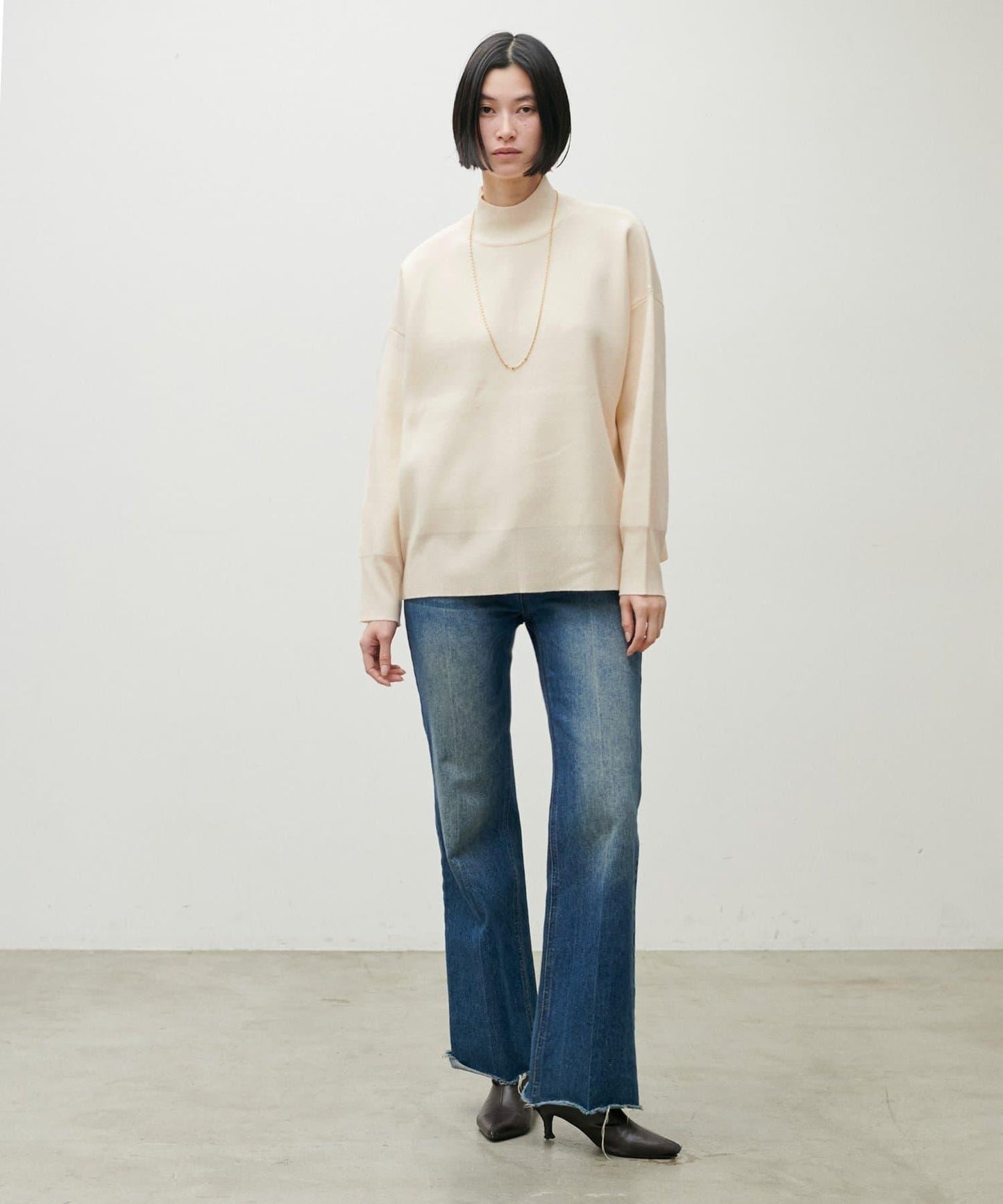 雙面提花高領針織套頭衫