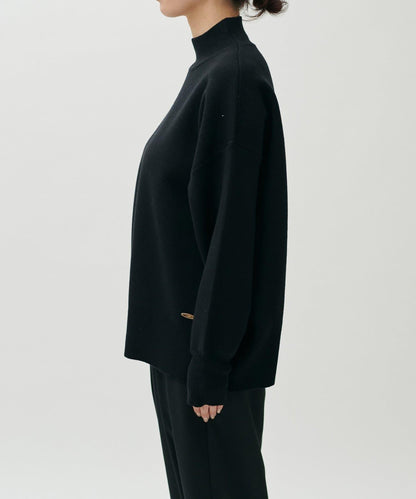 雙面提花高領針織套頭衫