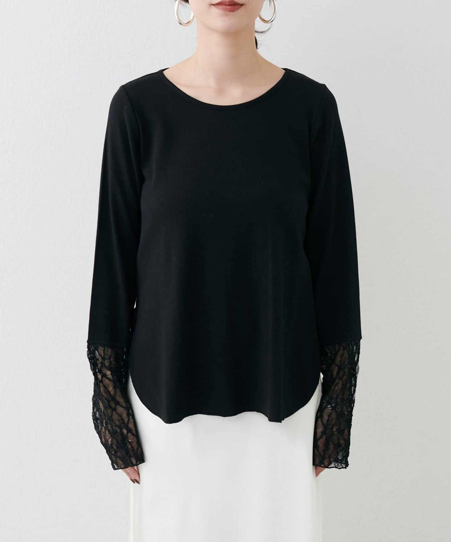 蕾絲拼接長袖T恤