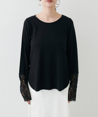 蕾絲拼接長袖T恤
