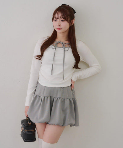 【2026春夏】多穿法上衣+泡泡迷你裙套裝