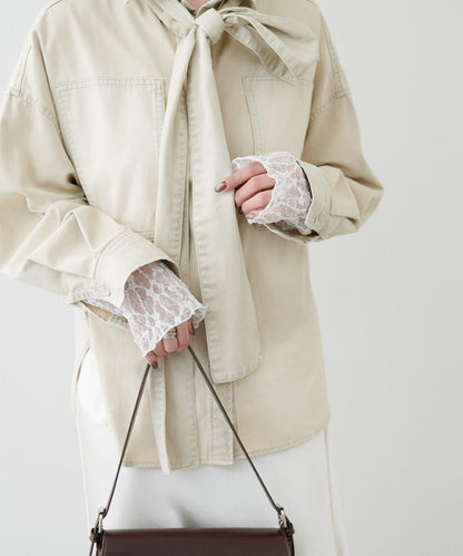 蕾絲拼接長袖T恤