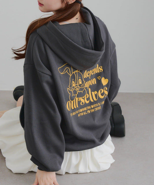 兔子拉鍊連帽衛衣