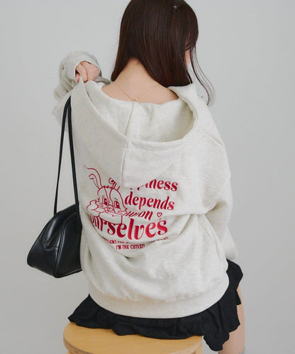 兔子拉鍊連帽衛衣