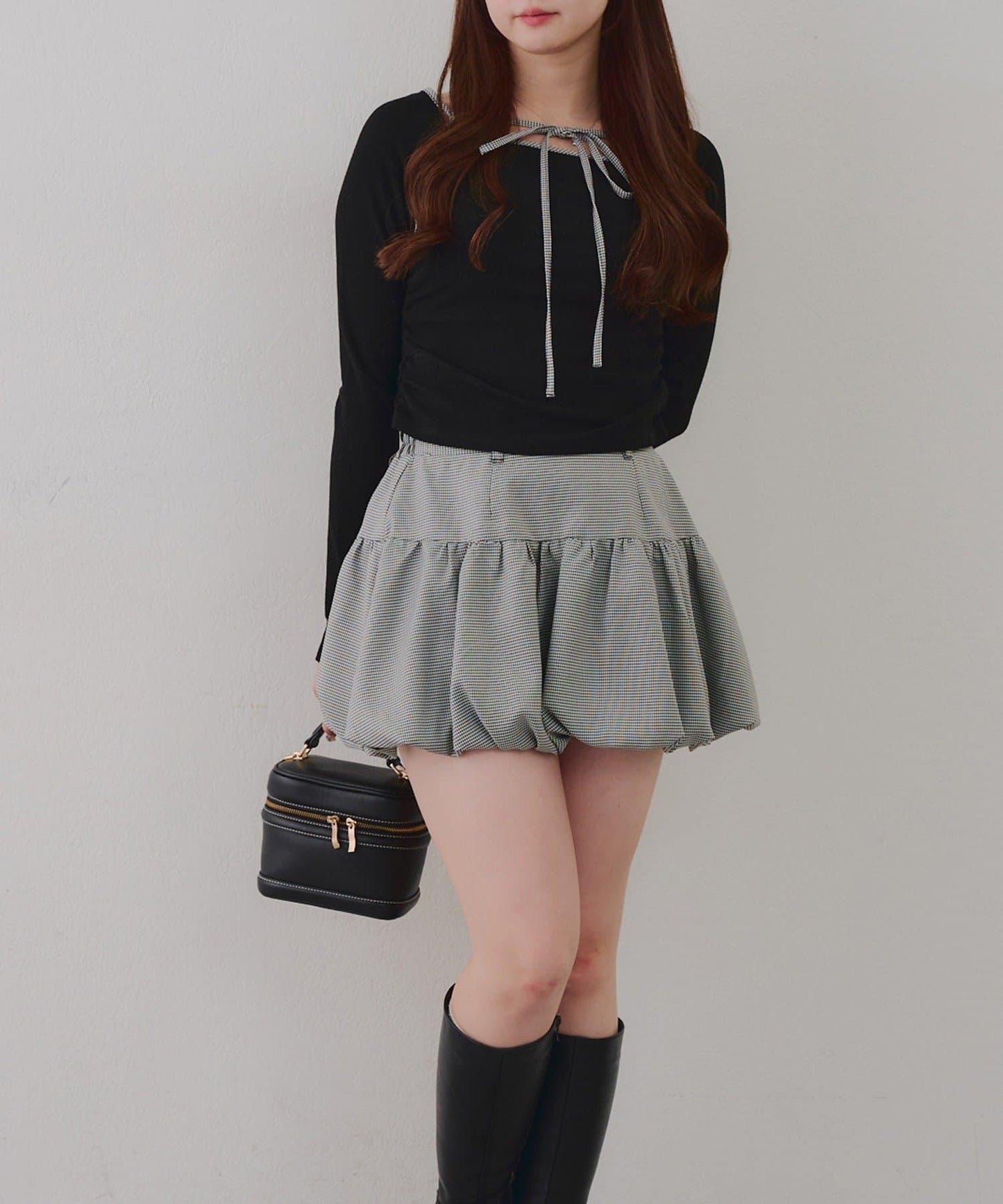 【2026春夏】多穿法上衣+泡泡迷你裙套裝