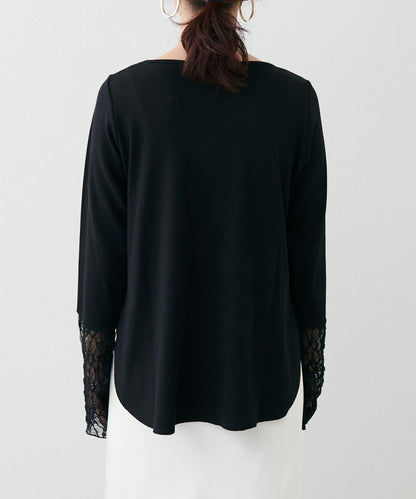 蕾絲拼接長袖T恤