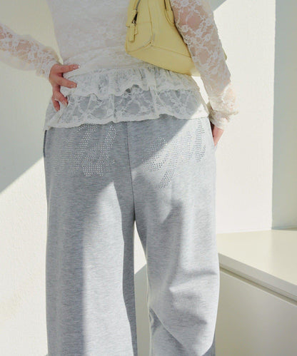 【SETUP】背部標誌水鑽裝飾休閒褲