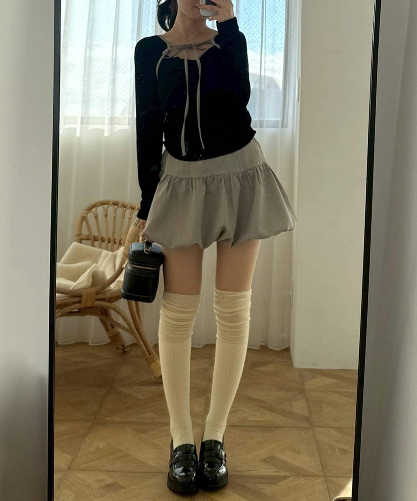 【2026春夏】多穿法上衣+泡泡迷你裙套裝