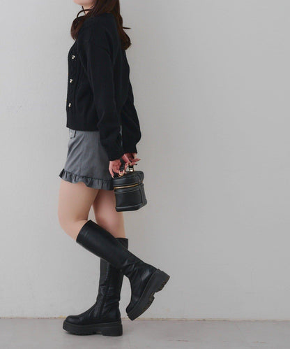 珍珠裝飾麻花針織套頭衫