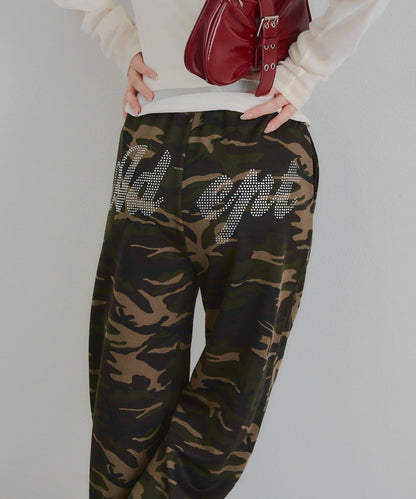 【SETUP】背部標誌水鑽裝飾休閒褲