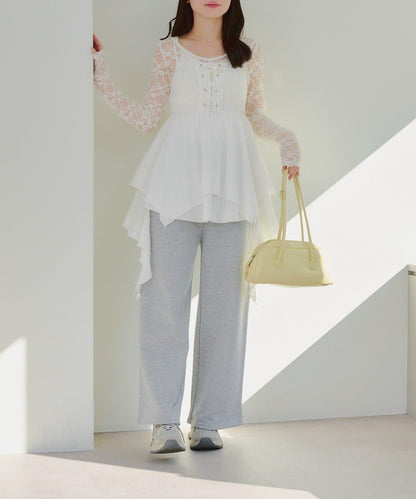 【SETUP】背部標誌水鑽裝飾休閒褲