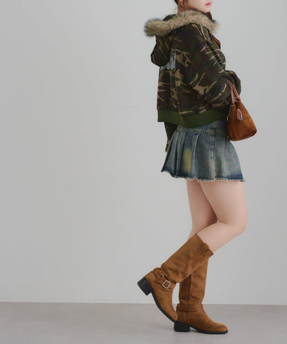 【SETUP】水鑽標誌可拆卸毛絨連帽衛衣