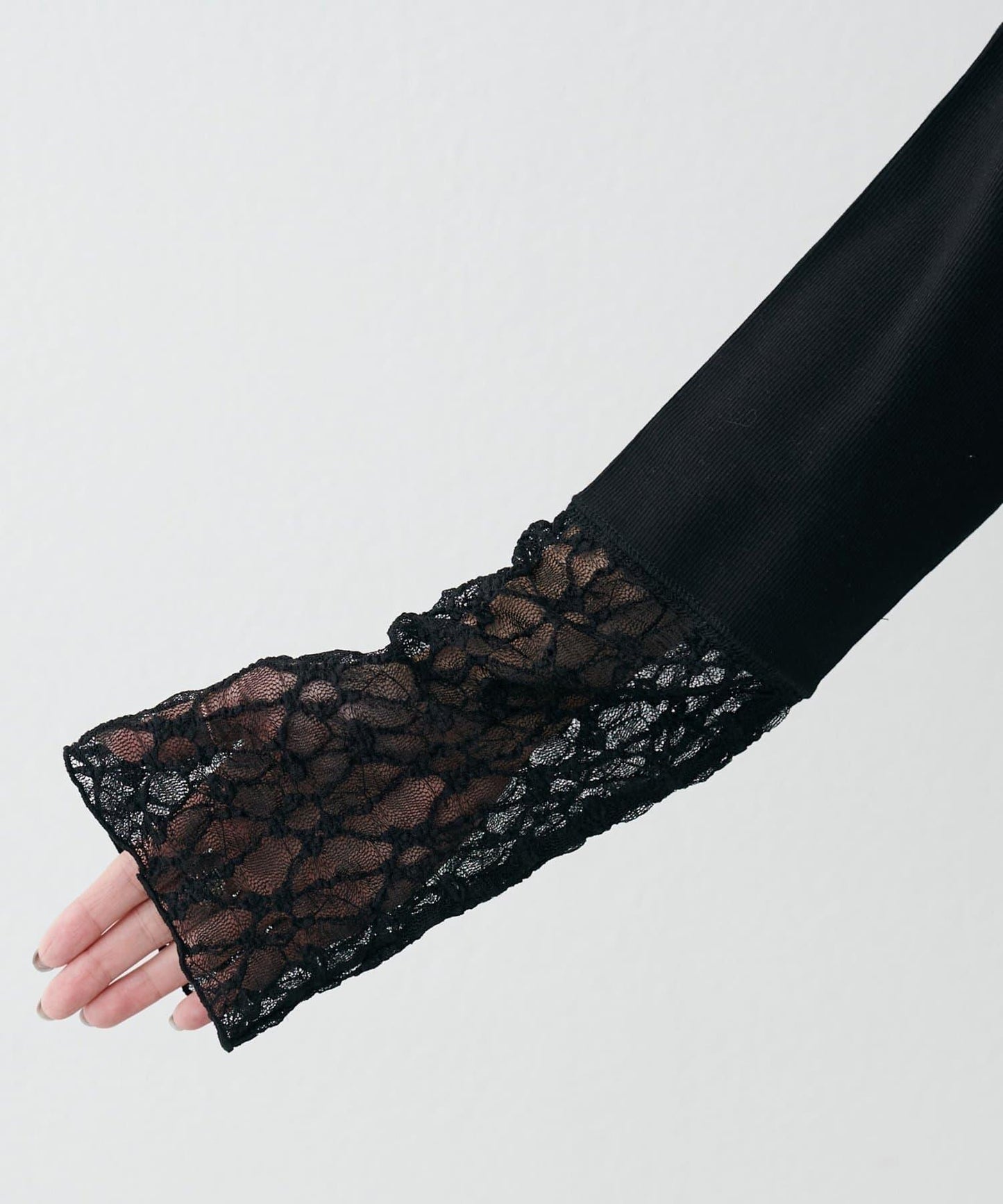 蕾絲拼接長袖T恤