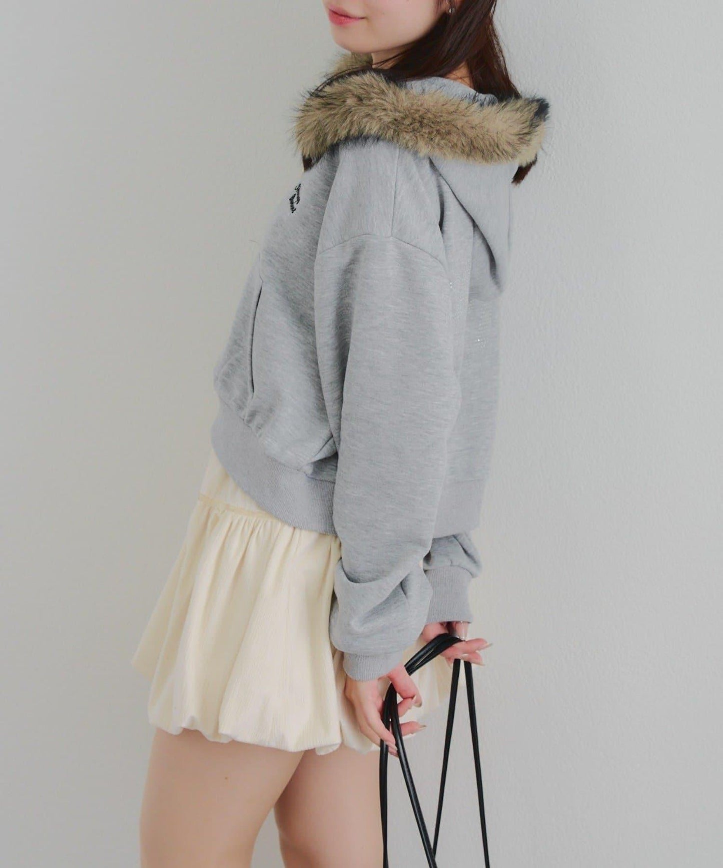 【SETUP】水鑽標誌可拆卸毛絨連帽衛衣